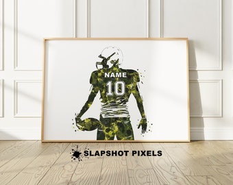 Football Gifts For Boys, Personalized Football Poster, Football Coach Gift, Football Team Gifts, American Football Wall Art, Above Bed Decor