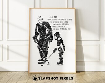 Hockey Birthday Dad Gift From Son Watercolor Art,  Hockey Dad Gift,  Hockey Quote, Dad Gifts, Birthday Gifts For Dad, Gifts For Him, Digital