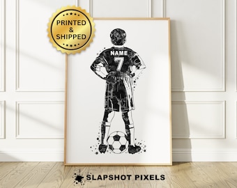 Gepersonaliseerde voetbalposter, voetbalcadeaus voor jongens, voetbalmoeder kunst aan de muur, voetbaldecor, voetbalprints, voetbalteamgeschenken - GEDRUKT EN VERZONDEN