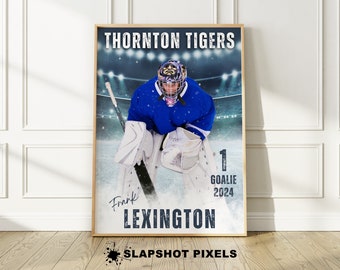 Póster de hockey personalizado, impresión de hockey personalizada, regalos de hockey para niños y niñas, retrato de hockey a partir de una foto, regalos para jugadores de hockey, regalo de equipo