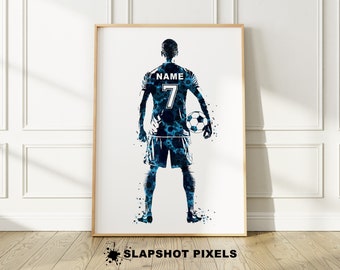 Benutzerdefinierte Fußball Poster, Fußball Jersey Druck, Fußball Mama personalisierte Geschenk, benutzerdefinierte Jersey Aquarell Wandkunst, Fußball Kunst, Fußball Poster