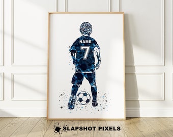 Voetbal muurkunst gepersonaliseerde voetbalposter voetbal print voetbalteam geschenken voetbal decor voetbal voetbal cadeaus voor jongens aangepast voetbalshirt