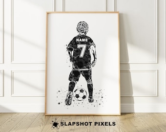 Voetbal muurkunst gepersonaliseerde voetbalposter voetbal print voetbal voetbal decor voetbal cadeau voetbal cadeaus voor jongens aangepaste voetbalshirt prints