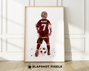 Voetbal muurkunst gepersonaliseerde voetbalposter voetbal print voetbalteam geschenken voetbal decor voetbal voetbal cadeaus voor jongens aangepast voetbalshirt