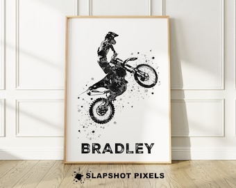 Personalized Dirt Bike Poster Custom Motocross Gifts For Boys Racing Gifts Dirt Bike Gifts For Him Motocross Gifts Bedroom Decor For Teens