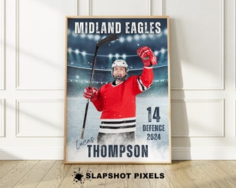 Custom Hockey Poster Personalized Hockey Print Hockey Gifts for Boys and Girls Hockey Portrait From Photo Gifts For Hockey Players Team Gift