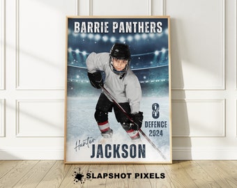 Póster de hockey personalizado, impresión de hockey personalizada, regalos de hockey para niños y niñas, retrato de hockey a partir de una foto, regalos para jugadores de hockey, regalo de equipo