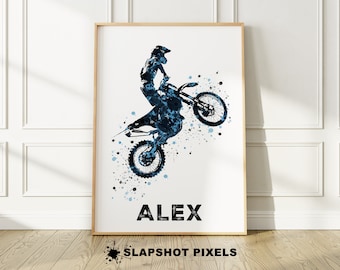Personalized Dirt Bike Poster Custom Motocross Gifts For Boys Racing Gifts Dirt Bike Gifts For Him Motocross Gifts Bedroom Decor For Teens