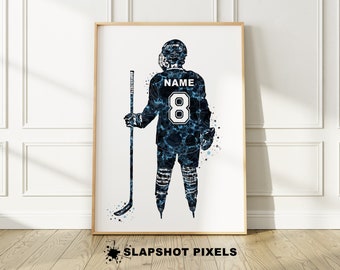 Póster de hockey personalizado, regalos de hockey para niños, camiseta de hockey personalizada, arte de pared, regalos de hockey para hombres, papá, entrenador, hockey, mamá, equipo, regalos de cumpleaños