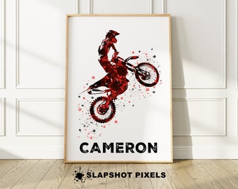 Personalized Dirt Bike Poster Custom Motocross Gifts For Boys Racing Gifts Dirt Bike Gifts For Him Motocross Gifts Bedroom Decor For Teens