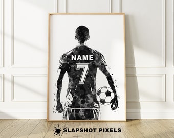 Poster de football personnalisé, art mural aquarelle maillot personnalisé, impression de maillot de football, cadeau personnalisé de maman de footballeur, oeuvre d'art de football, affiche de football, BL2