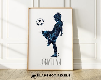 Personalisierte Fußball-Poster, Fußball-Mama-Geschenke, personalisierte Fußball-Geschenke, Fußball-Poster, personalisiertes Geschenk für Kinder, Fußball-Wandkunst, Blau