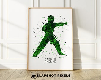 Abstract Jiu-jitsu Painting Printed on Canvas, Karate Canvas Print