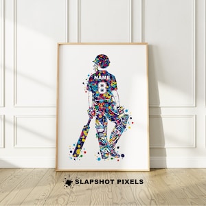 Cricket Gifts For Him, Personalized Cricket Poster, Cricket Bat Wall Art Print, Cricket Team Gifts, Personalized Gifts For Cricket Player,