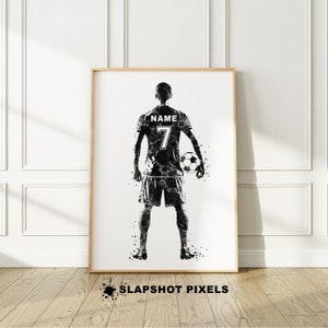 Regalo personalizzato con poster di calcio per ragazzo adolescente, arte dell&#39;acquerello della maglia da calcio personalizzata, regalo personalizzato per la mamma del calcio, arte del calcio di calcio