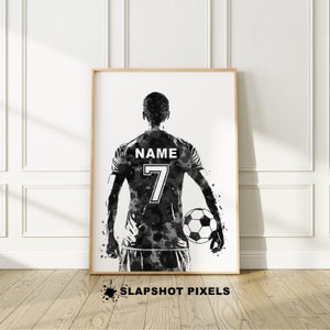 Individuelles Fußball Poster, individuelle Jersey Aquarell Wandkunst, Fußball Jersey Druck, Fußball Mutter personalisiertes Geschenk, Fußball Kunst, Fußball Poster, BL2