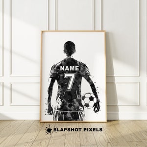 Individuelles Fußball Poster, individuelle Jersey Aquarell Wandkunst, Fußball Jersey Druck, Fußball Mutter personalisiertes Geschenk, Fußball Kunst, Fußball Poster, BL2 Bild 1