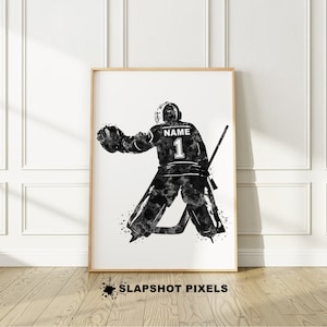 Personalized Goalie Hockey Gift Custom Hockey Watercolor Wall Art, Hockey Wall Decor, Hockey Mom Minimalist Watercolor Art, Ice Hockey Gifts