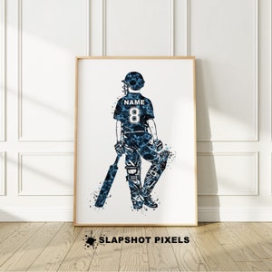 Regalo di cricket per lui, poster di cricket personalizzato, arte di cricket con mazza da cricket, stampa di cricket, regali personalizzati creativi, regali di cricket