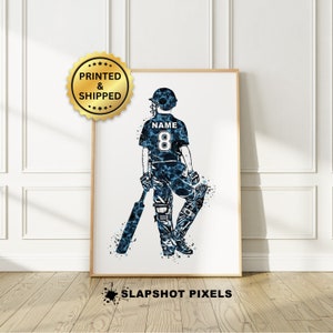 Personalized Cricket Gifts, Cricket Poster, Creative Birthday Gifts For Him, Cricket Bat Art, Wall Décor Over The Bed – PRINTED & SHIPPED