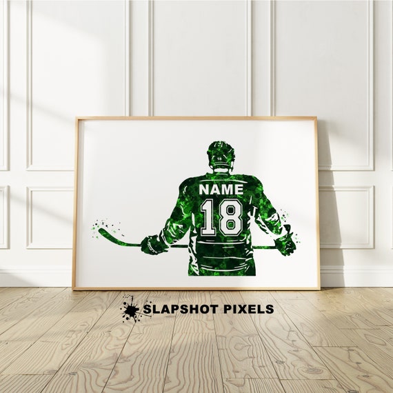 Personalized Hockey Player Gifts Watercolor Art, Hockey Mom Wall