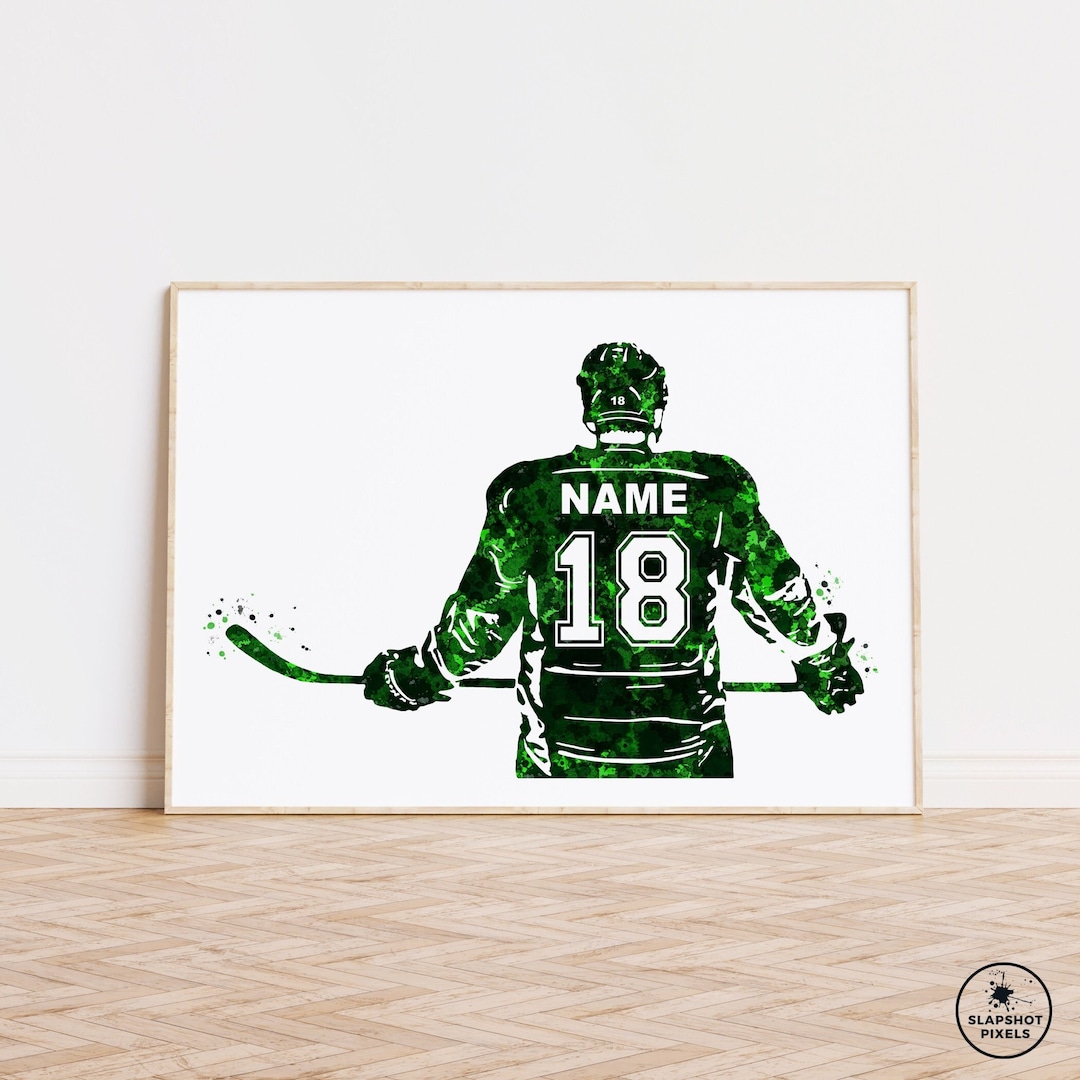 Personalized Hockey Player Gifts Watercolor Art, Hockey Mom Wall Art