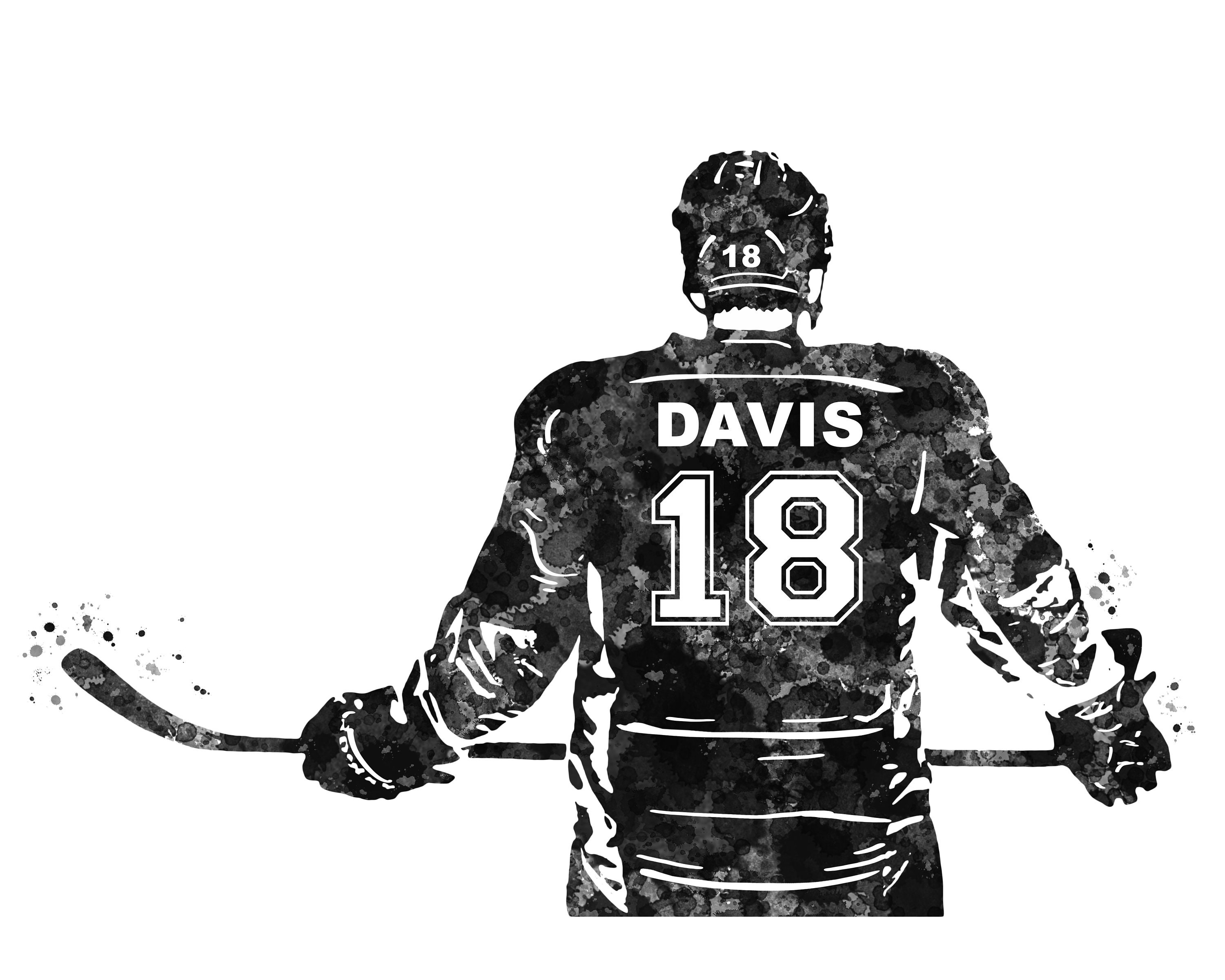 Personalized Hockey Player Gifts Watercolor Art Hockey Mom Etsy