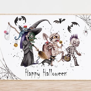 Personalized Halloween Family Wall Art, Cute Printable Halloween Decor, Halloween Mantle Decor, Trick-or-Treat, Halloween Decorations Indoor