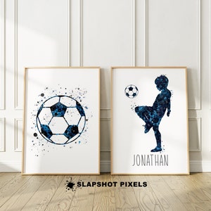 Soccer Gifts For Boys Personalized Soccer Posters 2 Piece Set of 2 Soccer Wall Art Custom Soccer Gifts Football Printable Soccer Mom Gifts