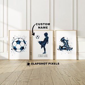 Personalized Soccer Posters 3 Piece Set Soccer Wall Art Custom Soccer Gifts Football Printable Soccer Mom Gifts For Kids Set of 3 Soccer Art