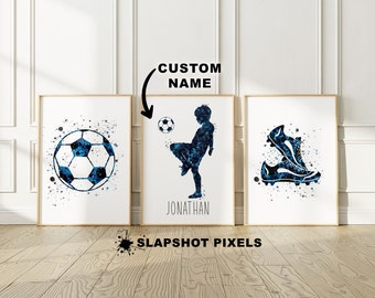 Personalized Soccer Posters 3 Piece Set Soccer Wall Art Custom Soccer Gifts Football Printable Soccer Mom Gifts For Kids Set of 3 Soccer Art