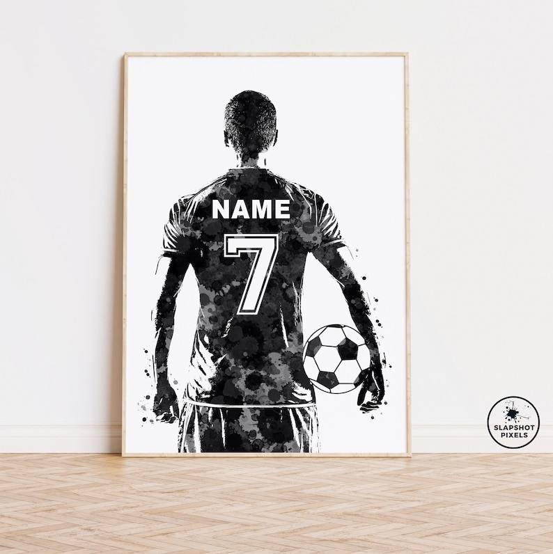 Individuelles Fußball Poster, individuelle Jersey Aquarell Wandkunst, Fußball Jersey Druck, Fußball Mutter personalisiertes Geschenk, Fußball Kunst, Fußball Poster, BL2 Bild 2