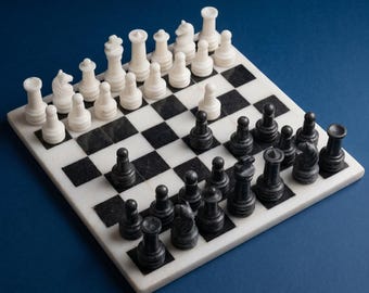 Handcrafted Marble Chess Set: Stone Board & Pieces