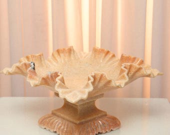 Blush Rose Marble Fruit Bowl, Handcrafted Natural Stone Centerpiece, Elegant Table Decor