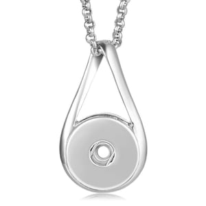 Snap Jewelry Ginger Charm 20 inch Necklace, Adjustable Teardrop Infinity Silver Pendant, Fits Women's 18MM 20MM Custom Snap Charm Buttons