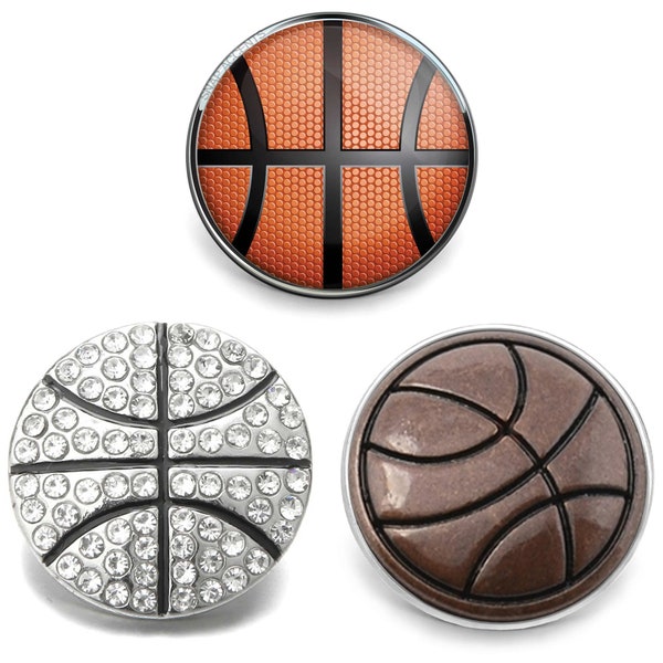 Basketball Snap Jewelry Ginger Charm, 18MM Team Sports Ball Button, Fits Customizable Bracelets, Necklaces, Keychains, Rings