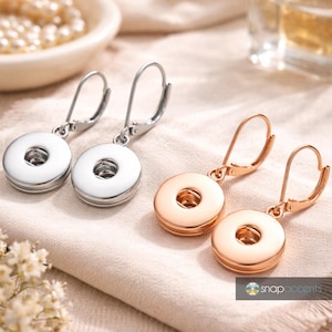 Snap Jewelry Lever Back Earrings Silver Rose Gold, Fits 18-20MM DIY Accessories
