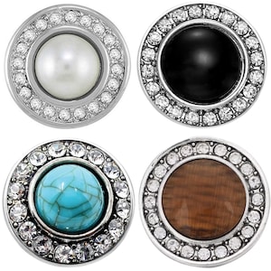 Snap Jewelry Pearl Rhinestone Ginger Charm, 18MM Gem Snap Charm Button, Fits Necklaces, Bracelets, Keychains, Rings
