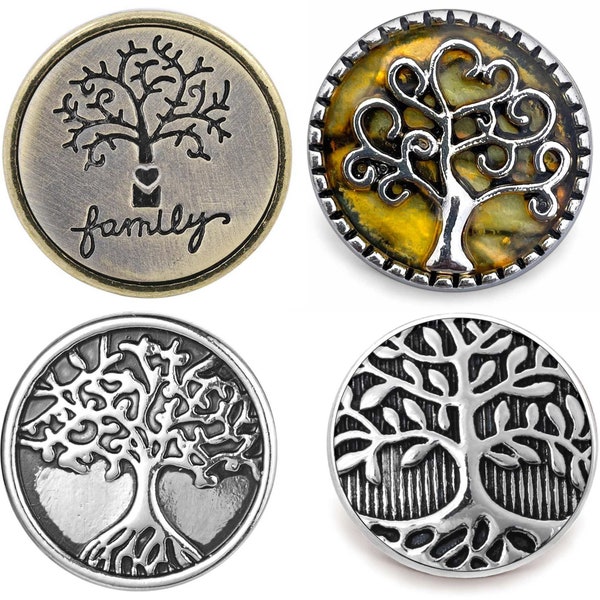 Family Tree of Life Snap Jewelry Ginger Charm 18MM Mother's Day Button Fits Women's Customizable Bracelets, Necklaces, Keychains, Rings