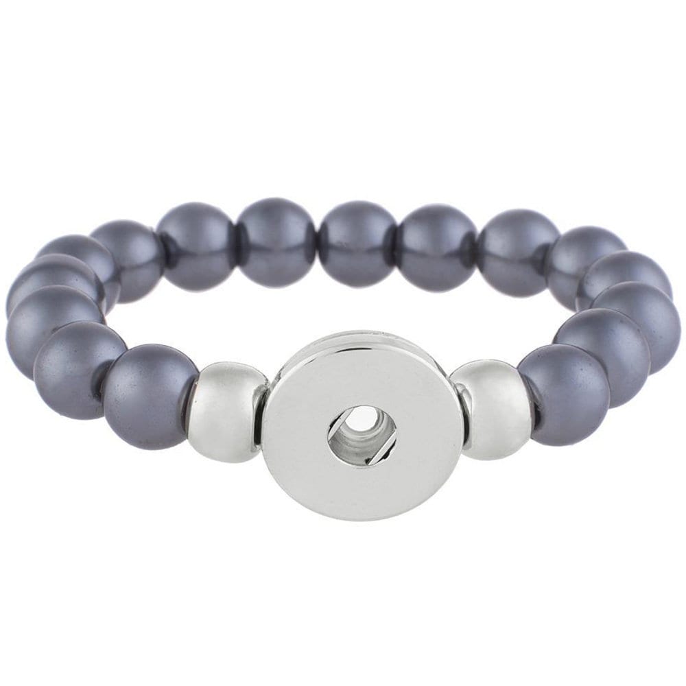 Snap Jewelry Stretch Bead Bracelet With Ginger Charm - Custom 18MM/20MM Buttons, 6.5 Inch Adjustable Band - View #5