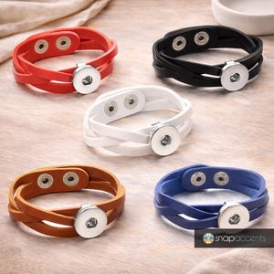 Genuine Leather Snap Jewelry Ginger Charm Bracelet Simple Weave Pattern, Fits 18-20MM DIY Accessories