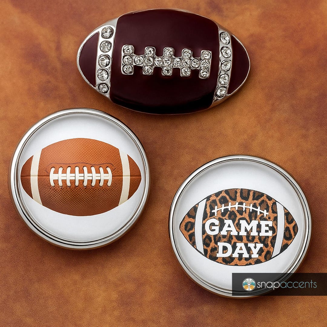 Football Snap Jewelry Ginger Charm, 18MM Sports Team Ball Rhinestone ...