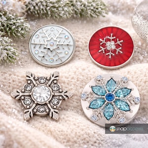 Snowflake Snap Jewelry Ginger Charm, 18MM Christmas Rhinestone Button, for Interchangeable DIY Accessories