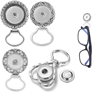 Snap Jewelry Magnetic Glasses Badge ID Holder, Ginger Charm Snap Button Lanyard Holder, Fits 18MM 20MM Custom Snap Buttons