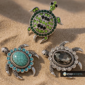 Sea Turtle Snap Jewelry Ginger Charm, 18MM Tortoise Vintage Animal Turtle Button, Fits Women's Custom Bracelets, Necklaces, Keychains, Rings