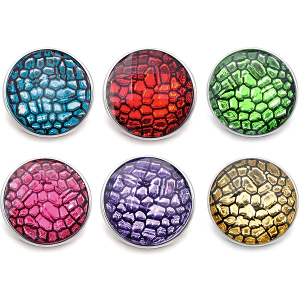 Choose a Color | Snap Jewelry Snakeskin Pattern Ginger Charm 18MM Faceted Button Fits Girls Custom Bracelets, Necklaces, Keychains, Rings