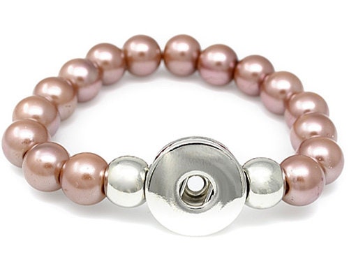 Snap Jewelry Stretch Bead Bracelet With Ginger Charm - Custom 18MM/20MM Buttons, 6.5 Inch Adjustable Band - View #2