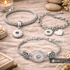 Snap Jewelry Silver Adjustable Bangle Base Piece Fits 18-20MM Ginger Charm Buttons