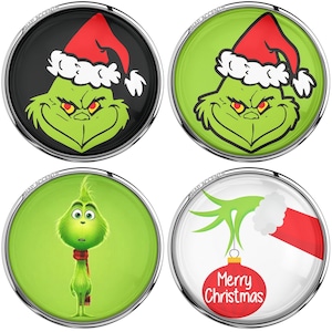 Grinch Snap Jewelry Ginger Charm, Christmas Holiday 18MM Ornament Button, Fits Snap Charm Custom Bracelets, Necklaces, Keychains, Rings