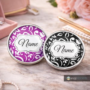 Wybierz kolor | Spersonalizowana biżuteria zatrzaskowa z niestandardową nazwą, imbirowy wisiorek z kwiatkiem, 18 mm, kwiatowy guzik, pasuje do naszyjników, bransoletek, breloczków, pierścionków